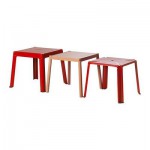 ИКЕА ПС 2012 Комплект столов, 3 шт - красный/бук