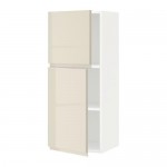 МЕТОД Навесной шкаф с полками/2дверцы - белый, Воксторп глянцевый светло-бежевый, 40x100 см