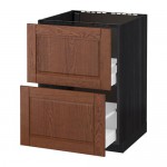 МЕТОД / МАКСИМЕРА Напольн шк п-мойку+2фрнт пнл/2 ящ - под дерево черный, Филипстад коричневый, 60x60 см МЕТОД / МАКСИМЕРА Напольн шк п-мойку+2фрнт пнл/2 ящ - под дерево черный, Филипстад коричневый, 60x60 см