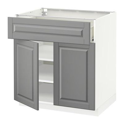 МЕТОД / ФОРВАРА Напольный шкаф+ящик/2дверцы - 80x60 см, Будбин серый, белый МЕТОД / ФОРВАРА Напольный шкаф+ящик/2дверцы - 80x60 см, Будбин серый, белый