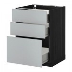 МЕТОД / ФОРВАРА Напольный шкаф с 3 ящиками - 60x60 см, Веддинге серый, под дерево черный МЕТОД / ФОРВАРА Напольный шкаф с 3 ящиками - 60x60 см, Веддинге серый, под дерево черный