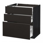 МЕТОД / МАКСИМЕРА Напольный шкаф с 3 ящиками - под дерево черный, Кунгсбакка антрацит, 80x60 см МЕТОД / МАКСИМЕРА Напольный шкаф с 3 ящиками - под дерево черный, Кунгсбакка антрацит, 80x60 см
