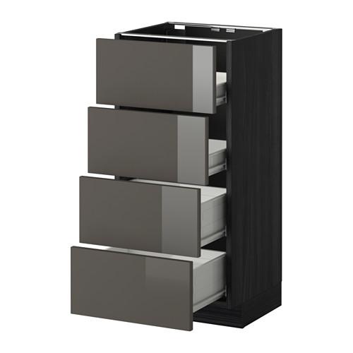 МЕТОД / ФОРВАРА Напольн шкаф 4 фронт панели/4 ящика - под дерево черный, Рингульт глянцевый серый, 40x37 см МЕТОД / ФОРВАРА Напольн шкаф 4 фронт панели/4 ящика - под дерево черный, Рингульт глянцевый серый, 40x37 см