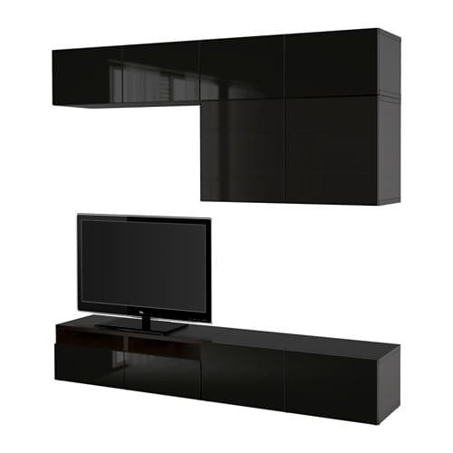 БЕСТО Шкаф для ТВ, комбин/стеклян дверцы - черно-коричневый/Сельсвикен глянцевый/черный дымчатое стекло, направляющие ящика,нажимные БЕСТО Шкаф для ТВ, комбин/стеклян дверцы - черно-коричневый/Сельсвикен глянцевый/черный дымчатое стекло, направляющие ящика,нажимные