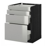МЕТОД / ФОРВАРА Напольн шкаф 4 фронт панели/4 ящика - 60x60 см, Гревста нержавеющ сталь, под дерево черный МЕТОД / ФОРВАРА Напольн шкаф 4 фронт панели/4 ящика - 60x60 см, Гревста нержавеющ сталь, под дерево черный