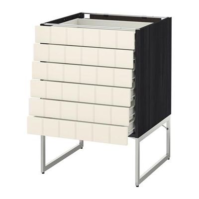 МЕТОД / ФОРВАРА Напольн шкаф 6фронт пнл/6 низ ящ - 60x60x60 см, Хитарп белый с оттенком, под дерево черный МЕТОД / ФОРВАРА Напольн шкаф 6фронт пнл/6 низ ящ - 60x60x60 см, Хитарп белый с оттенком, под дерево черный