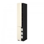 МЕТОД / ФОРВАРА Высокий шкаф+полки/3 ящика/2 дверцы - 40x60x220 см, Рингульт глянцевый кремовый, под дерево черный МЕТОД / ФОРВАРА Высокий шкаф+полки/3 ящика/2 дверцы - 40x60x220 см, Рингульт глянцевый кремовый, под дерево черный