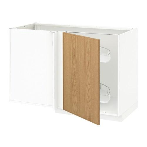 МЕТОД Угловой напол шкаф с выдвижн секц - белый, Экестад дуб
