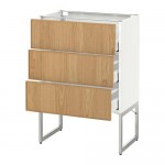 МЕТОД / МАКСИМЕРА Нплн шк 3 фрнт/3 средн ящика - белый, Экестад дуб, 60x37x60 см МЕТОД / МАКСИМЕРА Нплн шк 3 фрнт/3 средн ящика - белый, Экестад дуб, 60x37x60 см