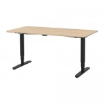 БЕКАНТ Стол/трансф - дубовый шпон, беленый/черный