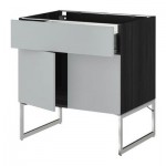 МЕТОД / ФОРВАРА Напол шкаф/полки/ящик/2двери - Веддинге серый, под дерево черный МЕТОД / ФОРВАРА Напол шкаф/полки/ящик/2двери - Веддинге серый, под дерево черный