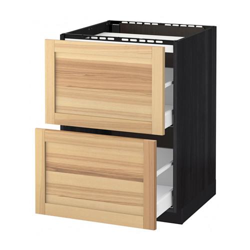 МЕТОД / МАКСИМЕРА Напольн шкаф/2фронт пнл/3ящика - под дерево черный, Торхэмн естественный ясень, 60x60 см МЕТОД / МАКСИМЕРА Напольн шкаф/2фронт пнл/3ящика - под дерево черный, Торхэмн естественный ясень, 60x60 см