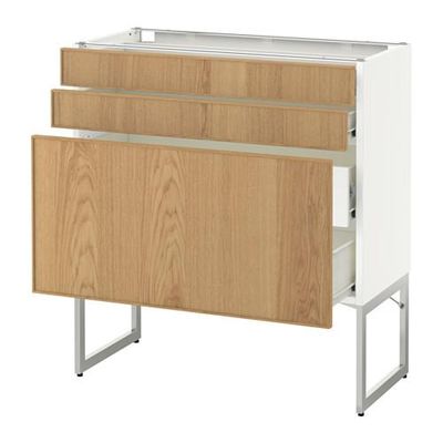 МЕТОД / ФОРВАРА Напольн шкаф 3фронт пнл/2низ/2ср ящ - 80x37x60 см, Экестад дуб, белый МЕТОД / ФОРВАРА Напольн шкаф 3фронт пнл/2низ/2ср ящ - 80x37x60 см, Экестад дуб, белый
