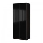 ПАКС Гардероб 2-дверный - Пакс Сторос стекло/черный, черно-коричневый, 100x60x236 см, плавно закрывающиеся петли