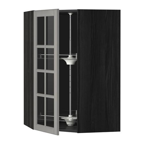 METOD углов навесн шк с врщ скц/сткл дв черный/Будбин серый 68x100 см METOD углов навесн шк с врщ скц/сткл дв черный/Будбин серый 68x100 см