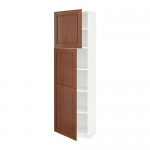МЕТОД Высокий шкаф с полками/2 дверцы - белый, Филипстад коричневый, 60x37x200 см