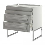 МЕТОД / МАКСИМЕРА Нплн шк 4 фронт/2 низк/2средн ящ - белый, Будбин серый, 80x60x60 см