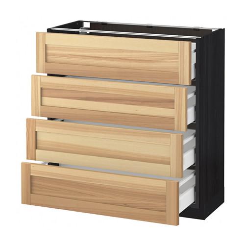 МЕТОД / МАКСИМЕРА Напольн шкаф 4 фронт панели/4 ящика - под дерево черный, Торхэмн естественный ясень, 80x37 см МЕТОД / МАКСИМЕРА Напольн шкаф 4 фронт панели/4 ящика - под дерево черный, Торхэмн естественный ясень, 80x37 см