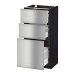 МЕТОД / МАКСИМЕРА Напольный шкаф с 3 ящиками - под дерево черный, Гревста нержавеющ сталь, 40x37 см МЕТОД / МАКСИМЕРА Напольный шкаф с 3 ящиками - под дерево черный, Гревста нержавеющ сталь, 40x37 см