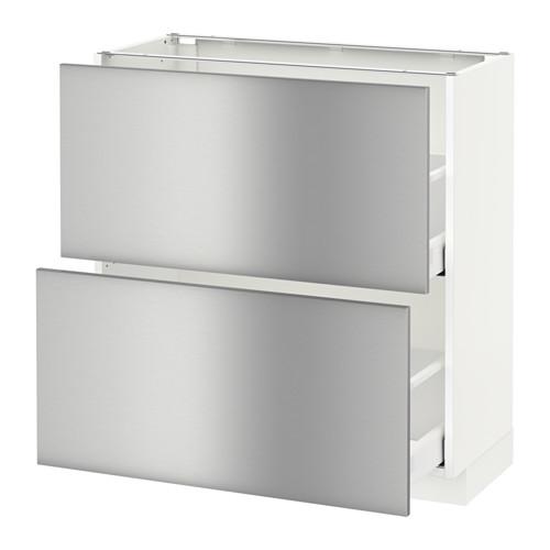 МЕТОД / МАКСИМЕРА Напольный шкаф с 2 ящиками - белый, Гревста нержавеющ сталь, 80x37 см МЕТОД / МАКСИМЕРА Напольный шкаф с 2 ящиками - белый, Гревста нержавеющ сталь, 80x37 см