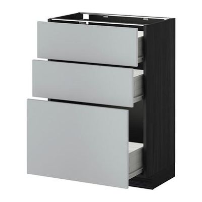 МЕТОД / ФОРВАРА Напольный шкаф с 3 ящиками - 60x37 см, Веддинге серый, под дерево черный МЕТОД / ФОРВАРА Напольный шкаф с 3 ящиками - 60x37 см, Веддинге серый, под дерево черный