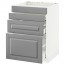 МЕТОД / МАКСИМЕРА Нап шкаф д/духовки/4фасада/3ящика - белый, Будбин серый, 60x60 см