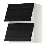 МЕТОД Навесной шкаф/2 дверцы, горизонтал - белый, Тингсрид под дерево черный, 60x80 см