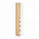 МЕТОД / МАКСИМЕРА Высокий шкаф/2дверцы/4ящика - белый, Экестад дуб, 40x60x240 см