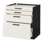 МЕТОД / ФОРВАРА Напольн шкаф 4 фронт панели/4 ящика - 80x60 см, Мэрста белый, под дерево черный