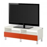 БЕСТО Тумба д/ТВ с ящиками - белый/оранжевый БЕСТО Тумба д/ТВ с ящиками - белый/оранжевый