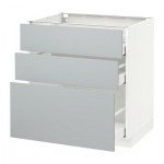 МЕТОД / МАКСИМЕРА Напольный шкаф с 3 ящиками - 80x60 см, Веддинге серый, белый