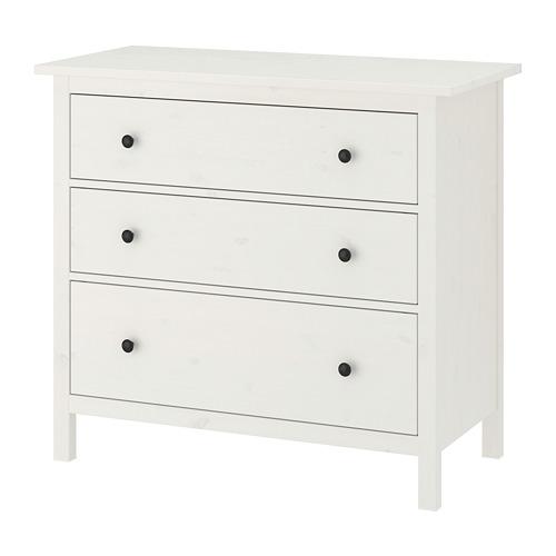 HEMNES комод с 3 ящиками белая морилка 108x50x96 cm