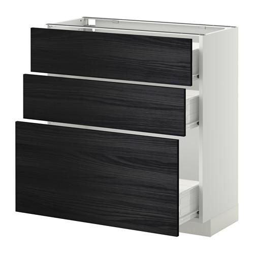 МЕТОД / ФОРВАРА Нплн шк 3 фрнт/3 средн ящика - белый, Тингсрид под дерево черный, 80x37 см МЕТОД / ФОРВАРА Нплн шк 3 фрнт/3 средн ящика - белый, Тингсрид под дерево черный, 80x37 см