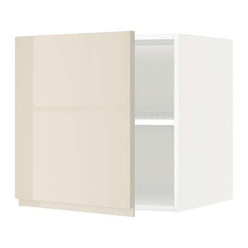 МЕТОД Верх шкаф на холодильн/морозильн - белый, Воксторп глянцевый светло-бежевый, 60x60 см