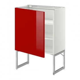 МЕТОД Напольный шкаф с полками - 60x37x60 см, Рингульт глянцевый красный, белый