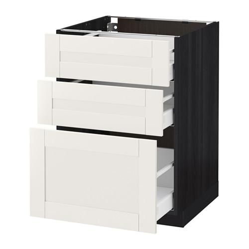 МЕТОД / МАКСИМЕРА Напольный шкаф с 3 ящиками - под дерево черный, Сэведаль белый, 60x60 см МЕТОД / МАКСИМЕРА Напольный шкаф с 3 ящиками - под дерево черный, Сэведаль белый, 60x60 см