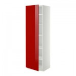 МЕТОД Высок шкаф с полками - 60x60x200 см, Рингульт глянцевый красный, белый