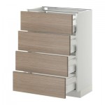 МЕТОД / МАКСИМЕРА Напольн шкаф 4 фронт панели/4 ящика - 60x37 см, Брокхульт под грецкий орех светло-серый, белый МЕТОД / МАКСИМЕРА Напольн шкаф 4 фронт панели/4 ящика - 60x37 см, Брокхульт под грецкий орех светло-серый, белый