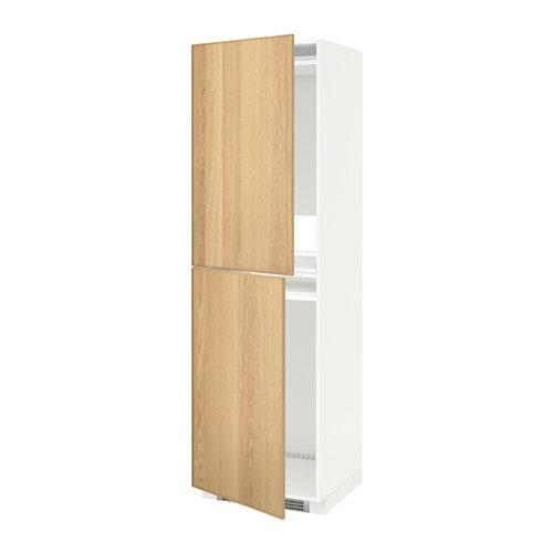 МЕТОД Высок шкаф д холодильн/мороз - белый, Экестад дуб, 60x60x200 см