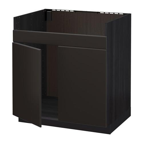 МЕТОД Напольный шкаф д/двойн мойки ХАВСЕН - под дерево черный, Кунгсбакка антрацит МЕТОД Напольный шкаф д/двойн мойки ХАВСЕН - под дерево черный, Кунгсбакка антрацит