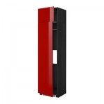 МЕТОД Выс шкаф д/холодильн или морозильн - 60x60x240 см, Рингульт глянцевый красный, под дерево черный