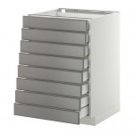 МЕТОД / МАКСИМЕРА Наполн шкаф 8 фронт/8 низк ящиков - белый, Будбин серый, 60x60 см МЕТОД / МАКСИМЕРА Наполн шкаф 8 фронт/8 низк ящиков - белый, Будбин серый, 60x60 см