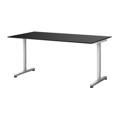 Galant Desk Glass Black T Leg, Galant Desk Ikea Instructions