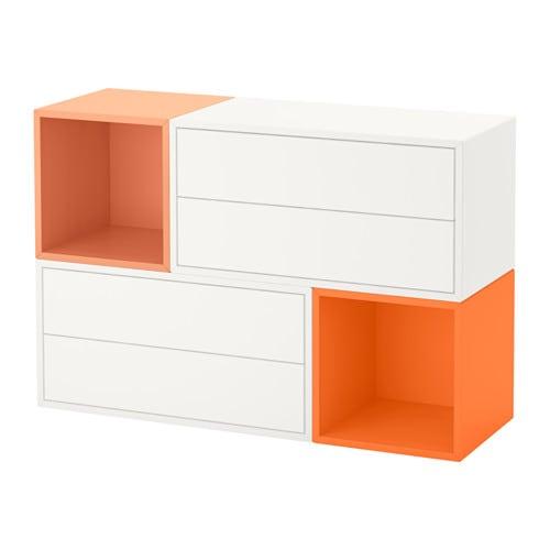 ЭКЕТ Комбинация настенных шкафов - белый/оранжевый/светло-оранжевый ЭКЕТ Комбинация настенных шкафов - белый/оранжевый/светло-оранжевый