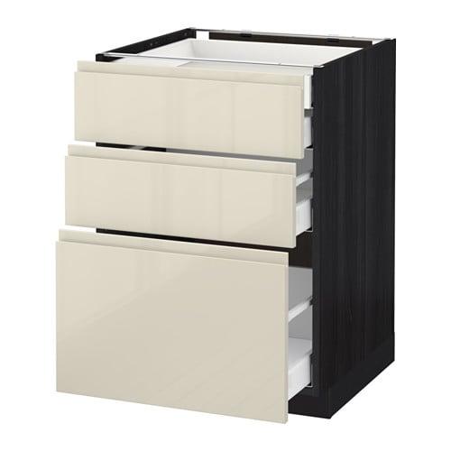 МЕТОД / МАКСИМЕРА Нплн шк 3 фрнт/2нзк/1срд/1вс ящ - под дерево черный, Воксторп глянцевый светло-бежевый, 60x60 см МЕТОД / МАКСИМЕРА Нплн шк 3 фрнт/2нзк/1срд/1вс ящ - под дерево черный, Воксторп глянцевый светло-бежевый, 60x60 см