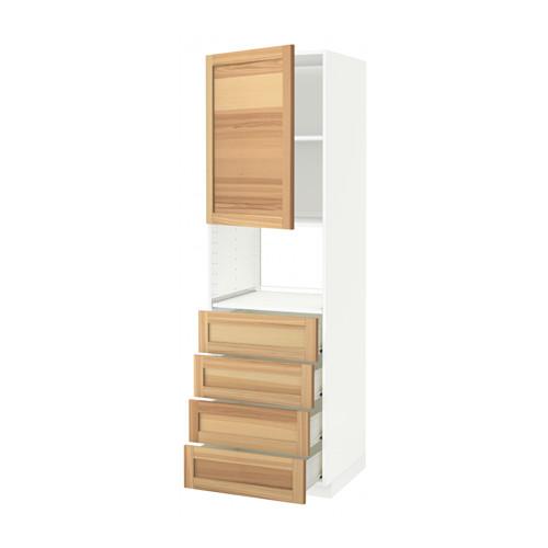 МЕТОД / ФОРВАРА Высок шкаф д/духовки/дверца/4ящика - белый, Торхэмн естественный ясень, 60x60x200 см