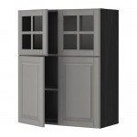 METOD навесной шкаф/полки/2дв/2стек дв черный/Будбин серый