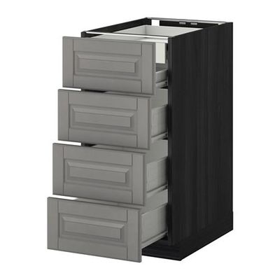 МЕТОД / ФОРВАРА Нплн шк 4фрнт/2нзк/3срд ящ - 40x60 см, Будбин серый, под дерево черный