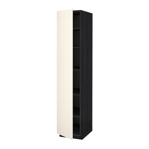 МЕТОД Высок шкаф с полками - под дерево черный, Хитарп белый с оттенком, 40x60x200 см