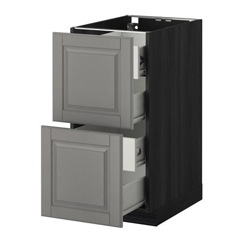 МЕТОД / ФОРВАРА Напольн шкаф 2 фронт пнл/4 средн ящ - под дерево черный, Будбин серый, 40x60 см МЕТОД / ФОРВАРА Напольн шкаф 2 фронт пнл/4 средн ящ - под дерево черный, Будбин серый, 40x60 см